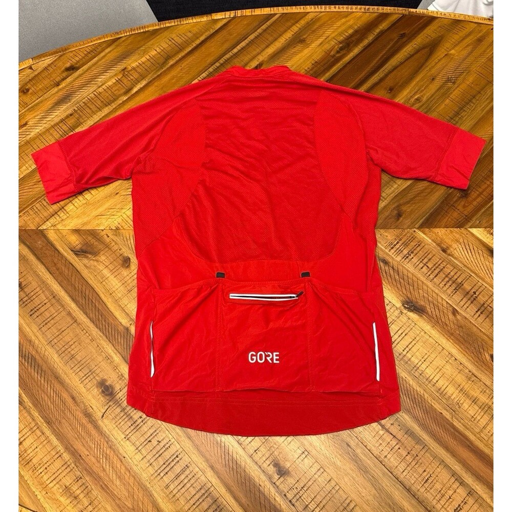 Gore Wear Men’s Cycling Jersey XL Red Full Zip Short Sleeve Performance Bike Shi